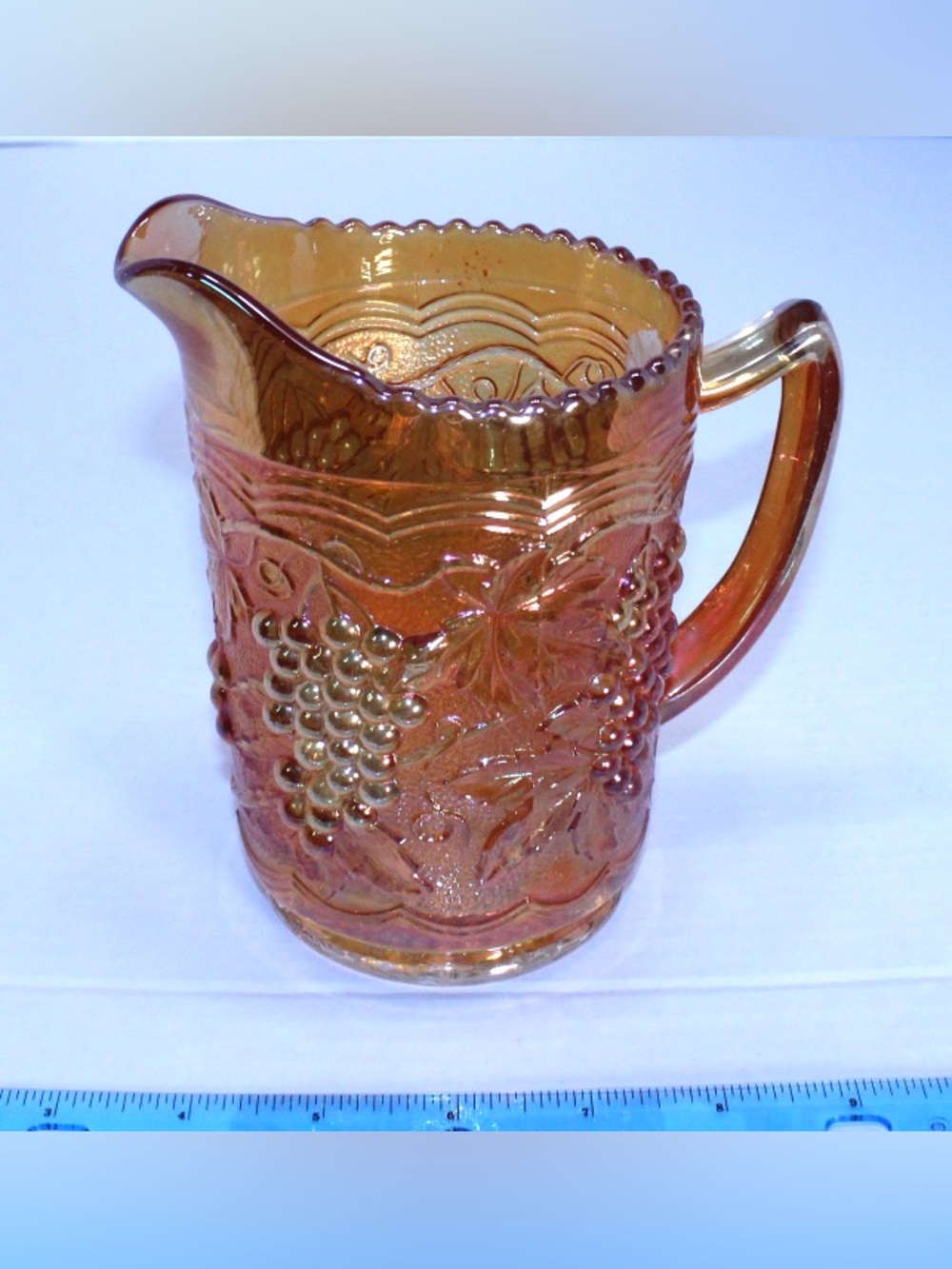 Iridescent Marigold Carnival Glass Water Pitcher